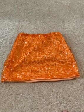 Orange Sequin Mini Skirt